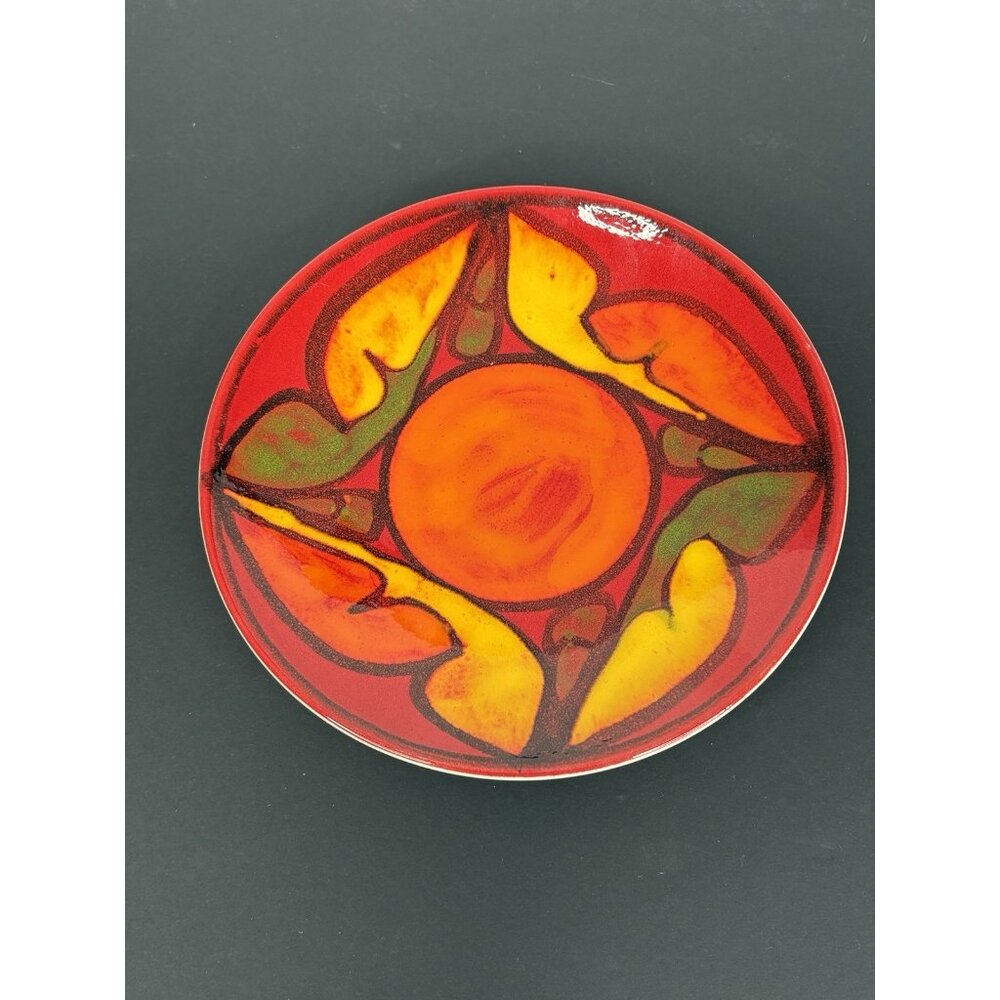 Vintage Poole Pottery Delphis #3 Dish Plate Red Orange Yellow MCM England